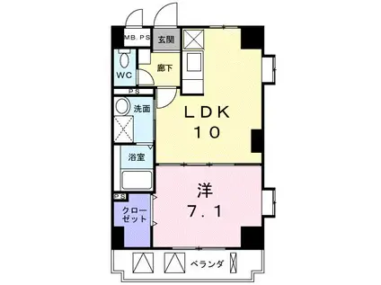 カーサ ヴェンティ(1LDK/7階)の間取り写真