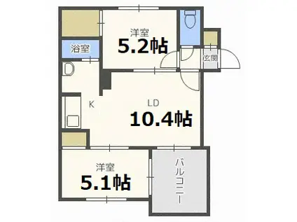 ダイナスティアIV(2LDK/4階)の間取り写真