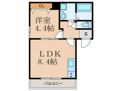 FELICE枝光(1LDK/1階)の間取り写真