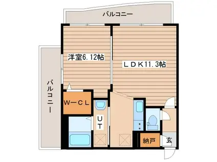 COLORE MIYANOSAWA(1LDK/4階)の間取り写真