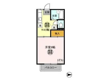 レイクヒルズ373 D(1K/1階)の間取り写真