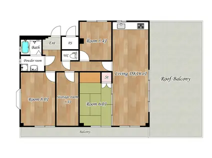 TWIN WADA(3SLDK/4階)の間取り写真