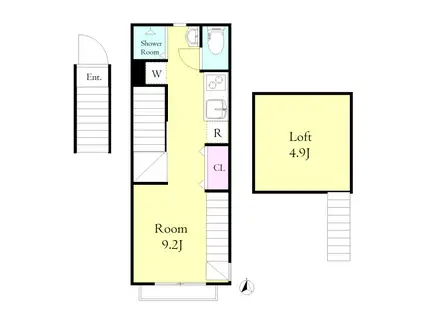 エルミタージュ・上鷺宮(ワンルーム/2階)の間取り写真