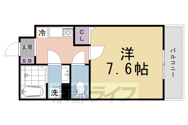 GRANDECOURT立命館U.イーストI(1K/1階)の間取り写真