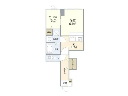 ユーゲント(ワンルーム/1階)の間取り写真