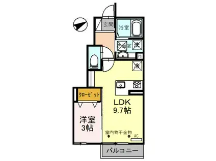 コモド カーサ(1LDK/1階)の間取り写真