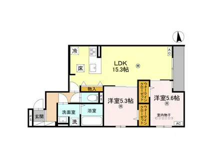 ナサハウス(2LDK/1階)の間取り写真