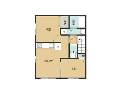 メゾンドセリジェ(2DK/2階)の間取り写真