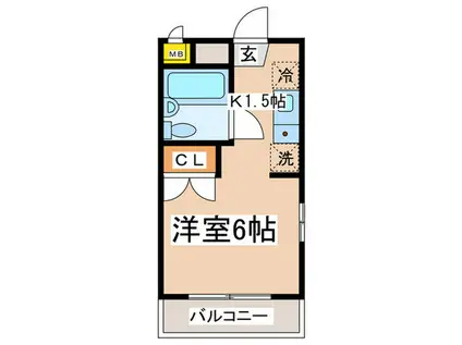 ボンヌシャンス池尻(1K/1階)の間取り写真
