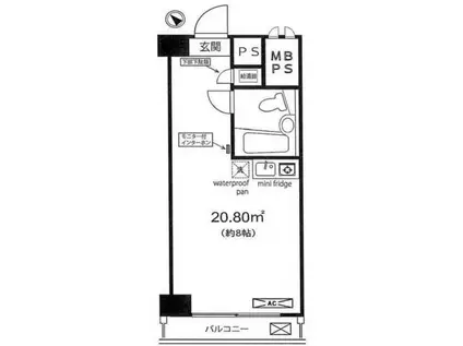 ラフィネ麻布十番(ワンルーム/11階)の間取り写真
