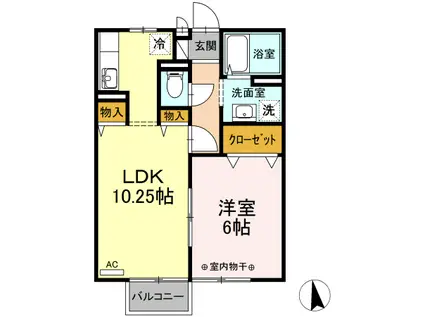 アンジェリーナAB(1LDK/2階)の間取り写真