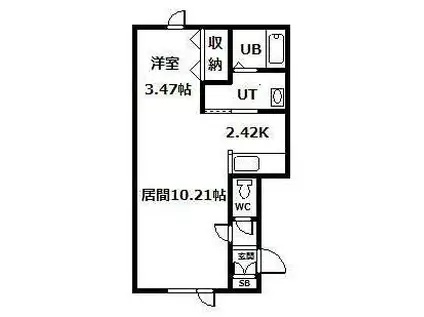 ポラリスBIEI(1LDK/1階)の間取り写真