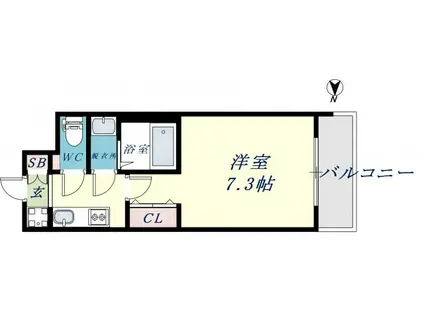 グランカーサ高井田(1K/12階)の間取り写真