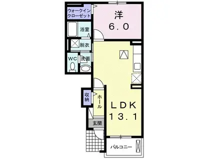 テラス三島町A(1LDK/1階)の間取り写真