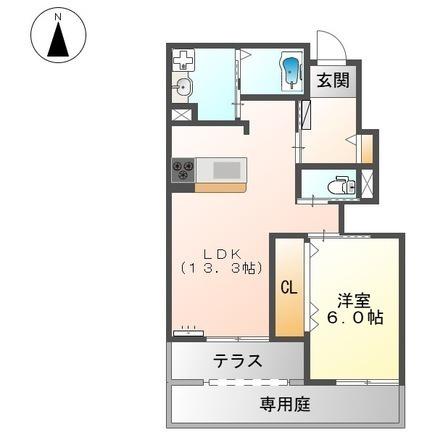 エアリアル(1LDK/1階)の間取り写真