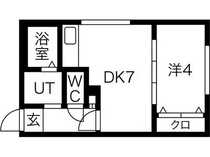 ラフィーネN20ウエスト(1DK/4階)の間取り写真