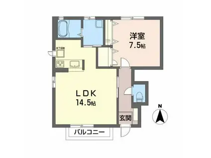 マジェスティ IV(1LDK/1階)の間取り写真