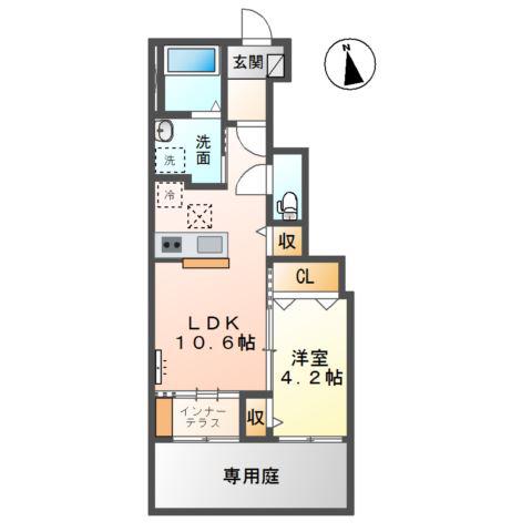 ソランジュ(1LDK/1階)の間取り写真
