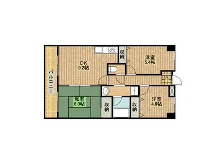 フォレストグリーン(3DK/2階)の間取り写真