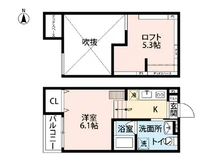 Y&Mアルタイル花園(1K/2階)の間取り写真