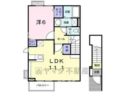 ソーレⅡ(1LDK/2階)の間取り写真