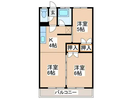 コーポオオタケ(3K/2階)の間取り写真