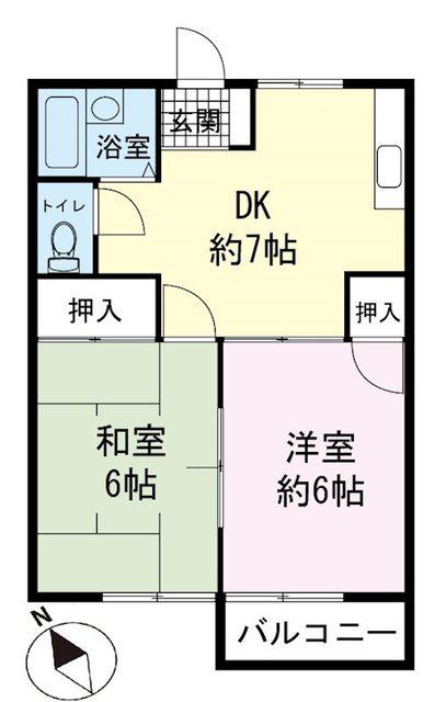 サンハイツ渡辺(2DK/2階)の間取り写真