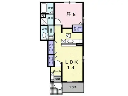 ベル・アルバB(1LDK/1階)の間取り写真