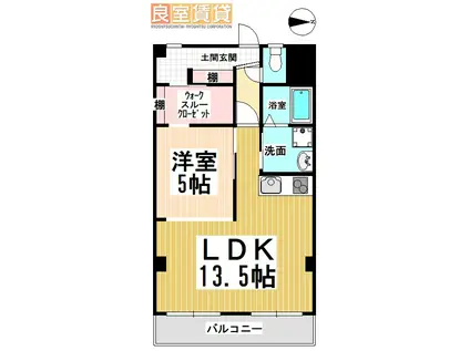 三秀レジデンス(1LDK/6階)の間取り写真