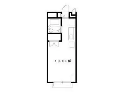 エステートピア稲城(ワンルーム/1階)の間取り写真