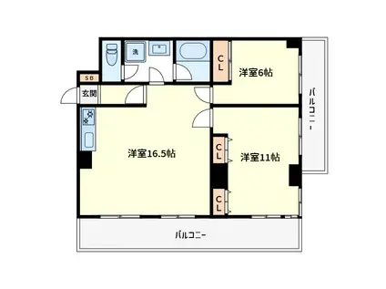 メゾンドグリシーヌ(2LDK/4階)の間取り写真