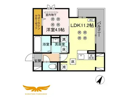 シャルム新屋敷(1LDK/1階)の間取り写真