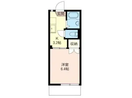 ラプラス羽沢(1K/1階)の間取り写真