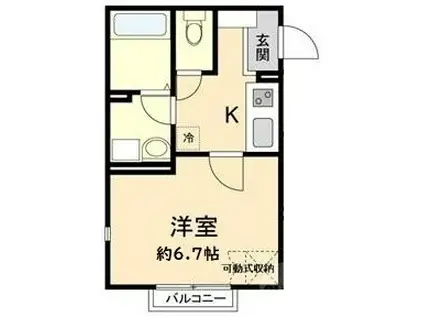 グリーンキャッスル(1K/2階)の間取り写真