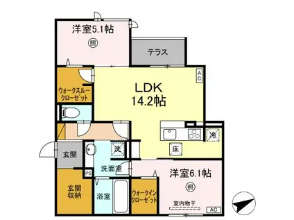 DS LIEN  C(2LDK/1階)の間取り写真