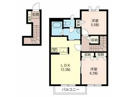 グリーンフレーム(2LDK/2階)の間取り写真