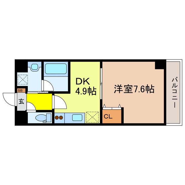 GREENWICH HOUSE(1DK/3階)の間取り写真