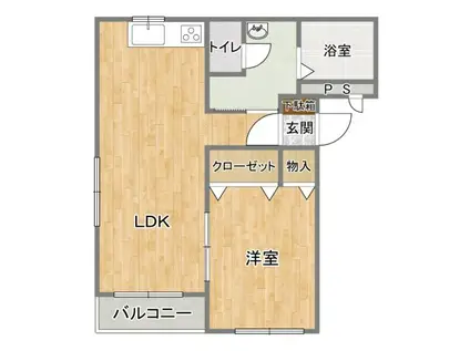 ヒーローマンション・若葉(1LDK/1階)の間取り写真