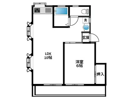 リバーサイドハイツ(1LDK/1階)の間取り写真