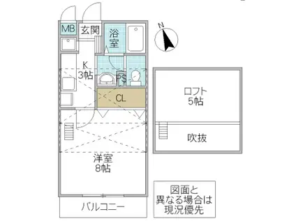 フォーライフヴィラ千波(1K/4階)の間取り写真