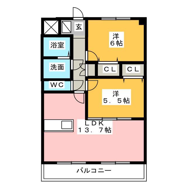 ルネスアニバーサリー(2LDK/1階)の間取り写真