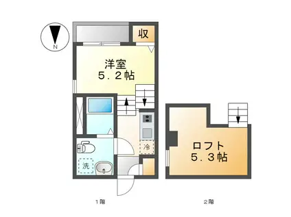 地下鉄桜通線 太閤通駅 徒歩5分 2階建 築8年(1K/1階)の間取り写真