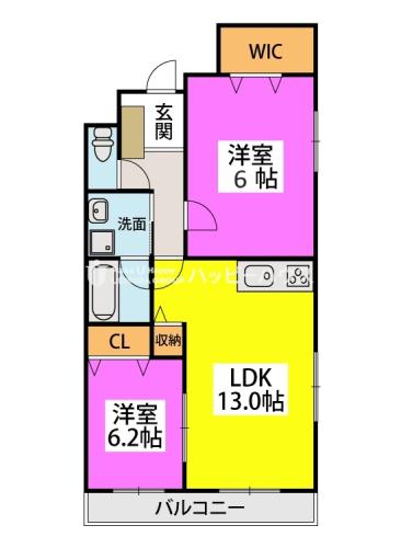 GRADO(2LDK/1階)の間取り写真
