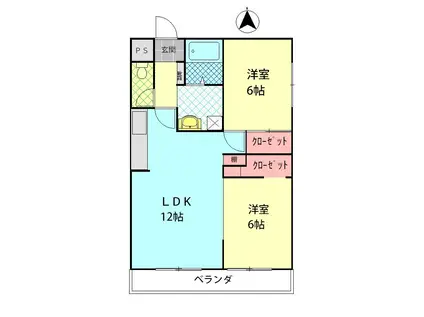 ハイツ岡(2LDK/3階)の間取り写真