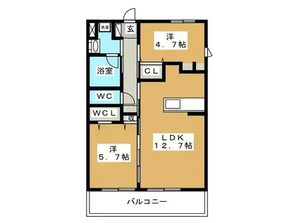 アーバングランデ南県(2LDK/7階)の間取り写真