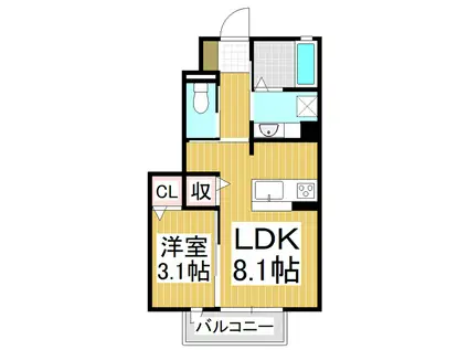 MAISON.BEL AZUR(1LDK/1階)の間取り写真