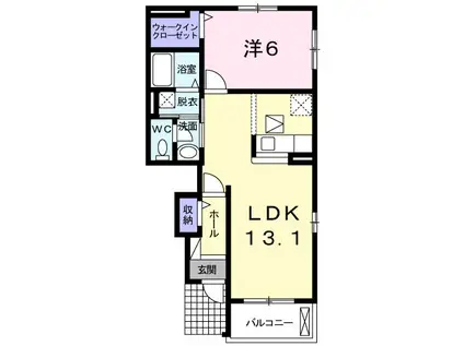 ペルシーモB(1LDK/1階)の間取り写真