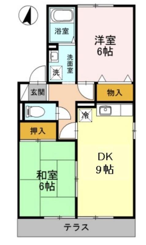 シャトーKANAHO(2DK/1階)の間取り写真