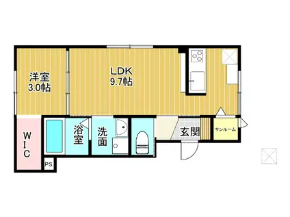 BELLE(1LDK/1階)の間取り写真