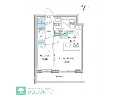スタイリオ池上サウス(1LDK/4階)の間取り写真